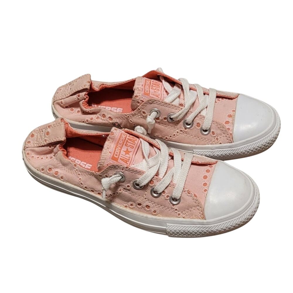 Converse Chuck Taylor AllStar Shoreline Pink Eyelet Cutout SlipOn Shoes 7 543201